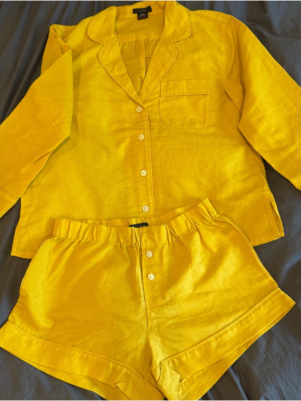 J.CREW LINEN AND COTTON PAJAMA SET - BURNISHED YELLOW